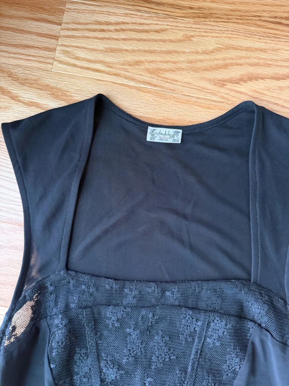 Free People Black Lace-Front Midi Dress